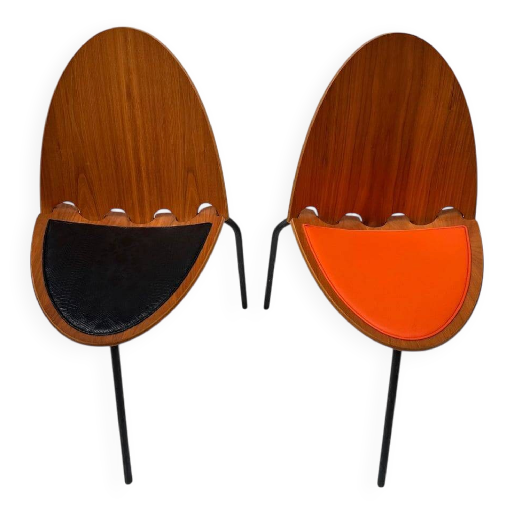 Set of "A6" chairs, Joseph-André Motte for Steiner, wood and leather, 2000s – France