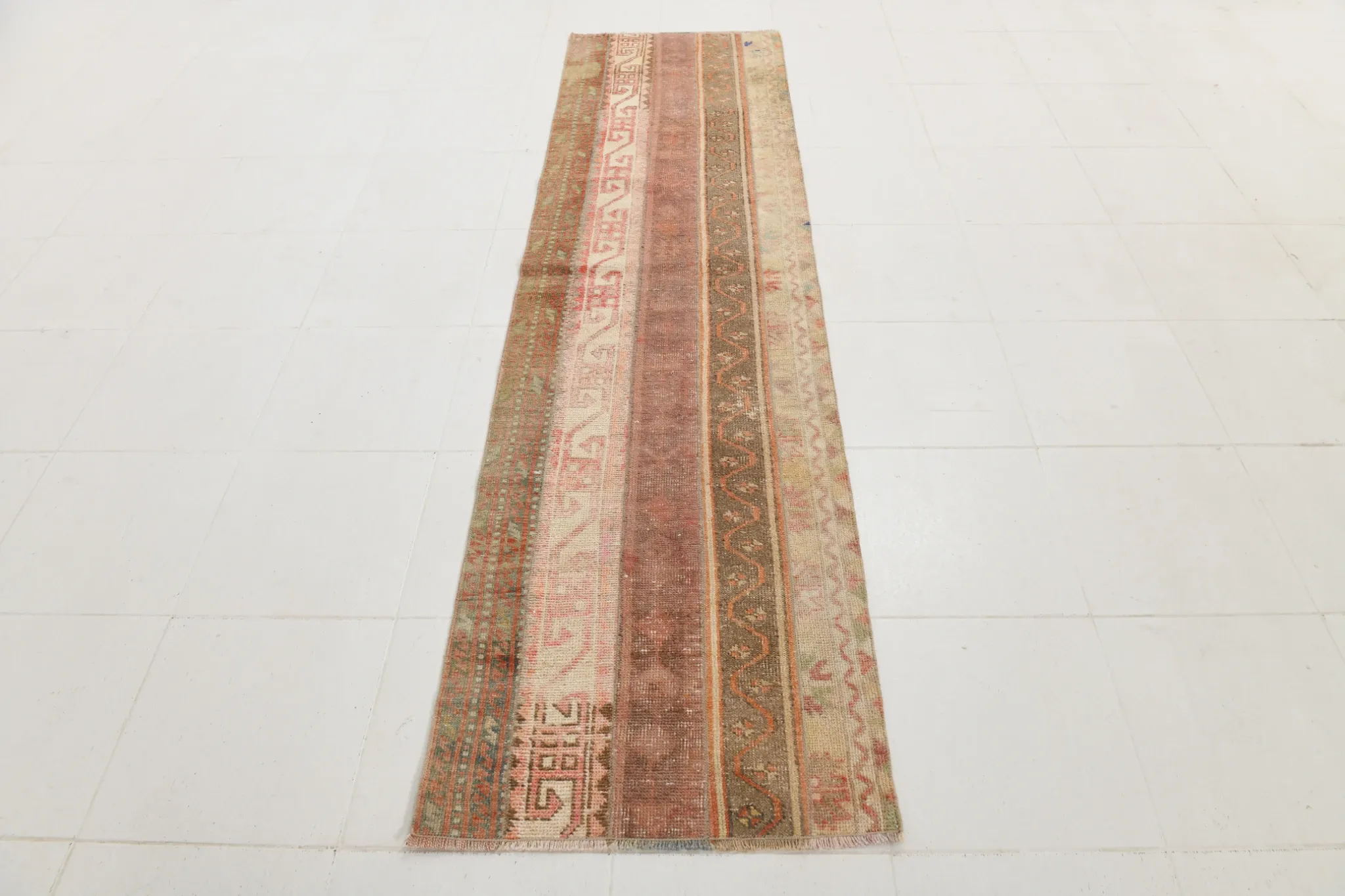 Red Brown Persian Runner Rug, Vintage Handmade Hallway Decor, 72x278cm