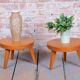 Mid-Century Small Tables in Larch Wood, Czech, 1950s, Set of 2