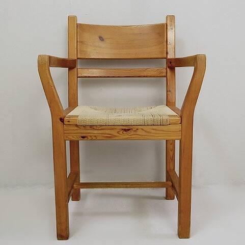 Set of eight pine dining danish chairs with Rope Seat 1980'