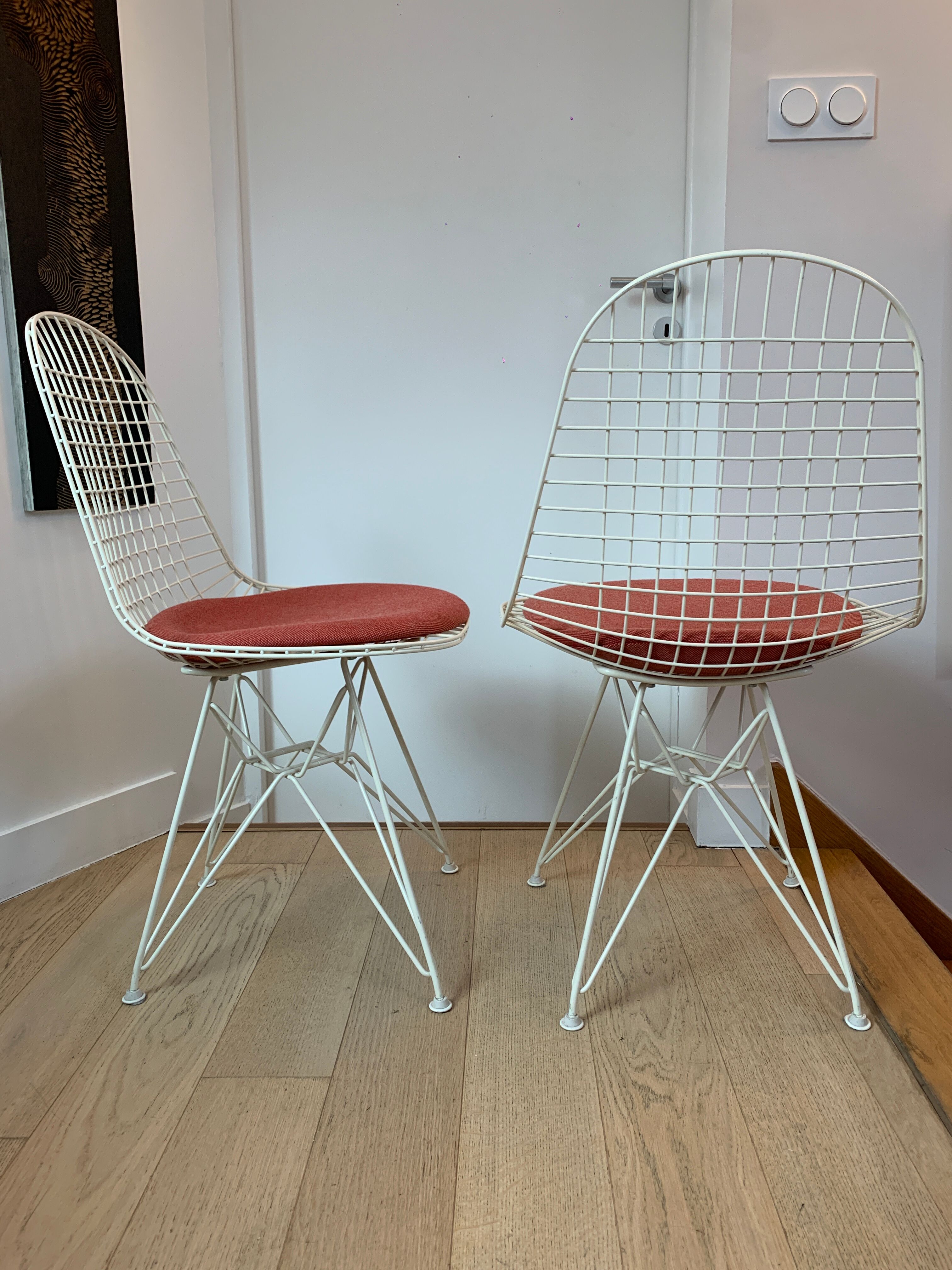 Pair of Wire chairs by Ray & Charles Eames, Vitra edition