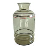 Vase smoked blown glass silver border 50/60
