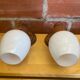 Vintage 1970s Pair of Wall Lights Beech + White Opaline Glass