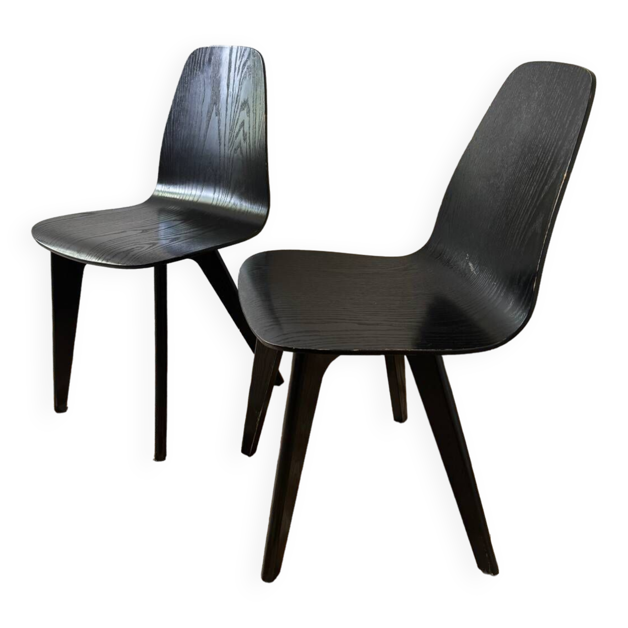 90s designer chairs in lacquered curved wood (X2)