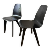 90s designer chairs in lacquered curved wood (X2)