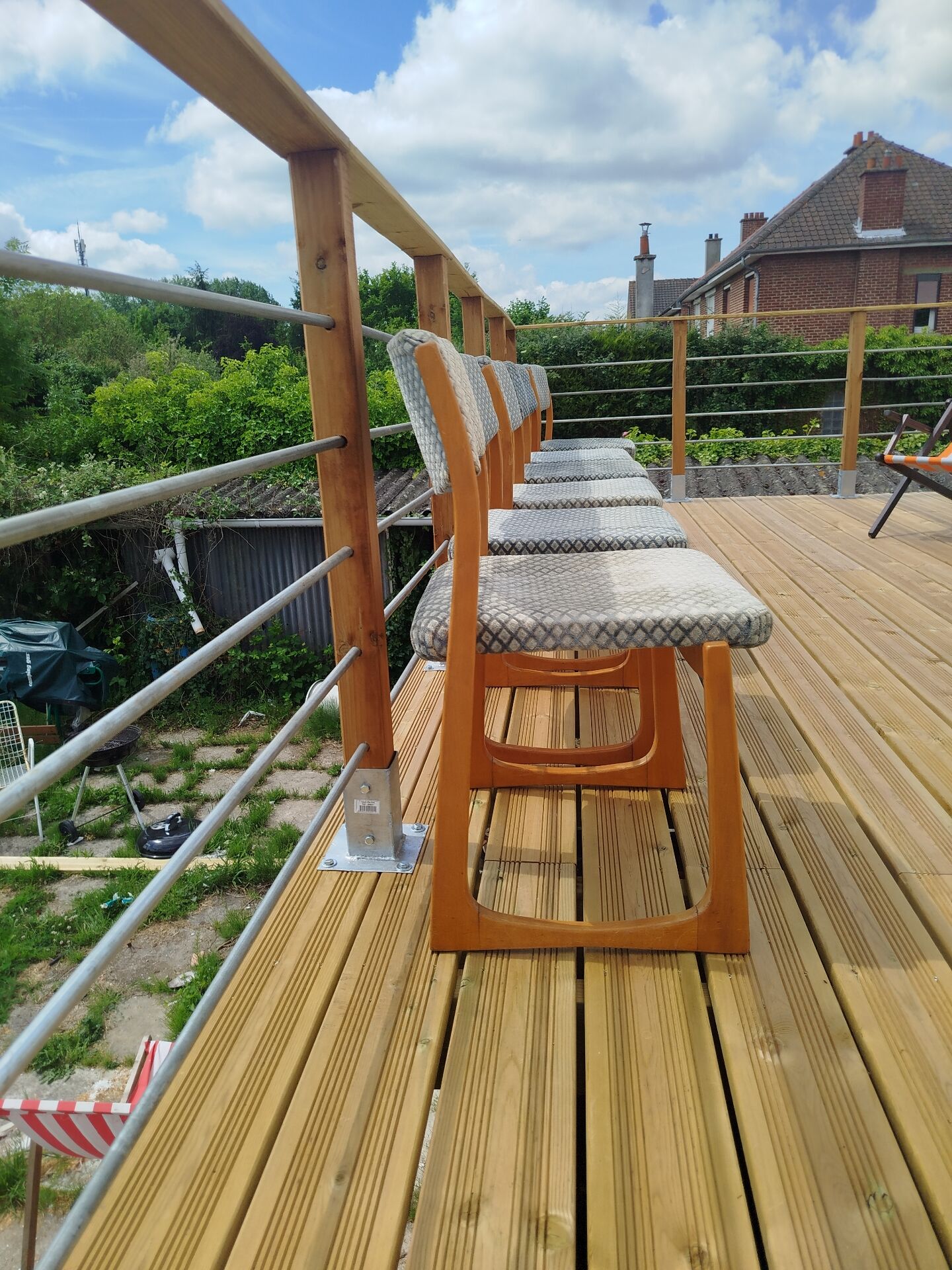 Ensemble de 6 chaises traineau, années 70