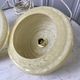 Pair of suspensions in yellow Clichy glass and golden border 40s-50s