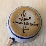 Mustard pot signed Henri Delcourt Hand painted Old Rouen early 20th century