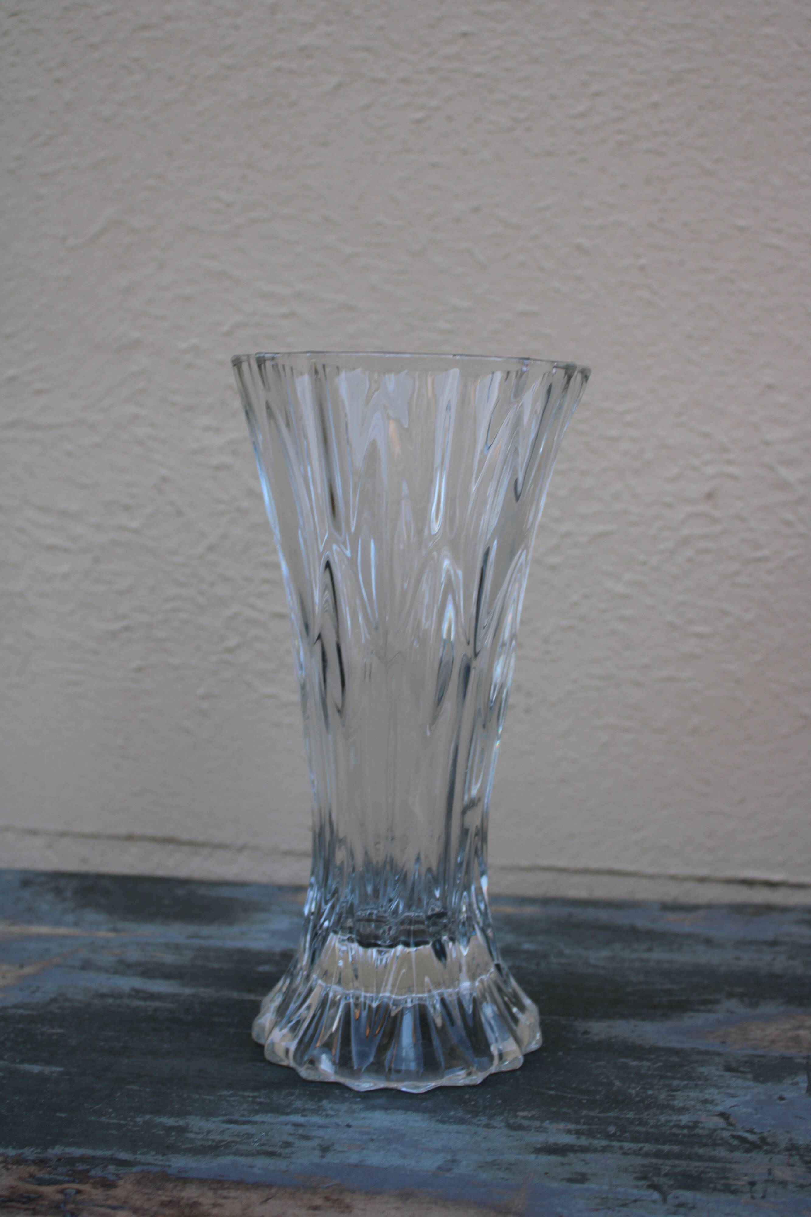 Striated glass vase