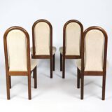 4 wooden and fabric chairs, 80s