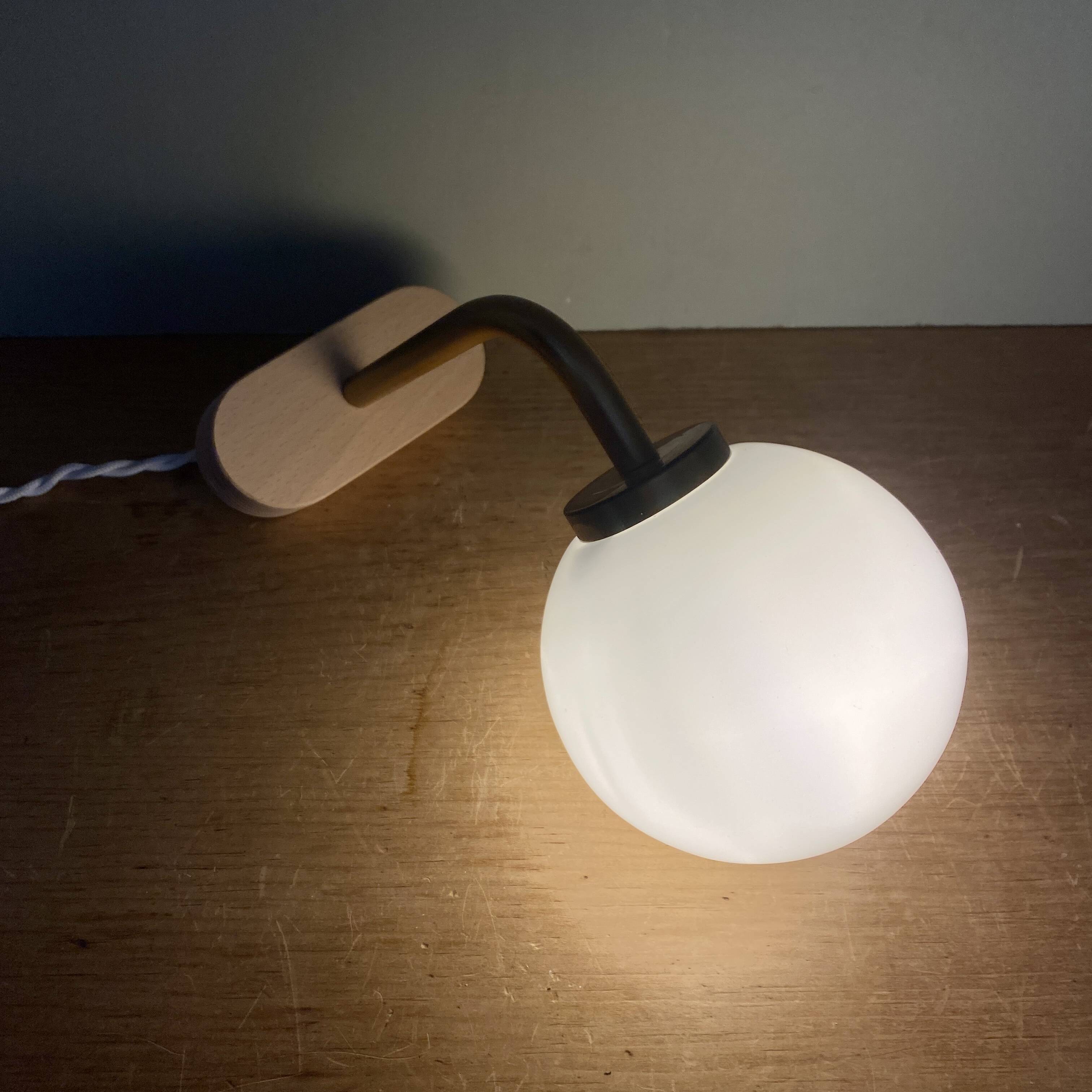 Vintage globe wall lamp in white opaline