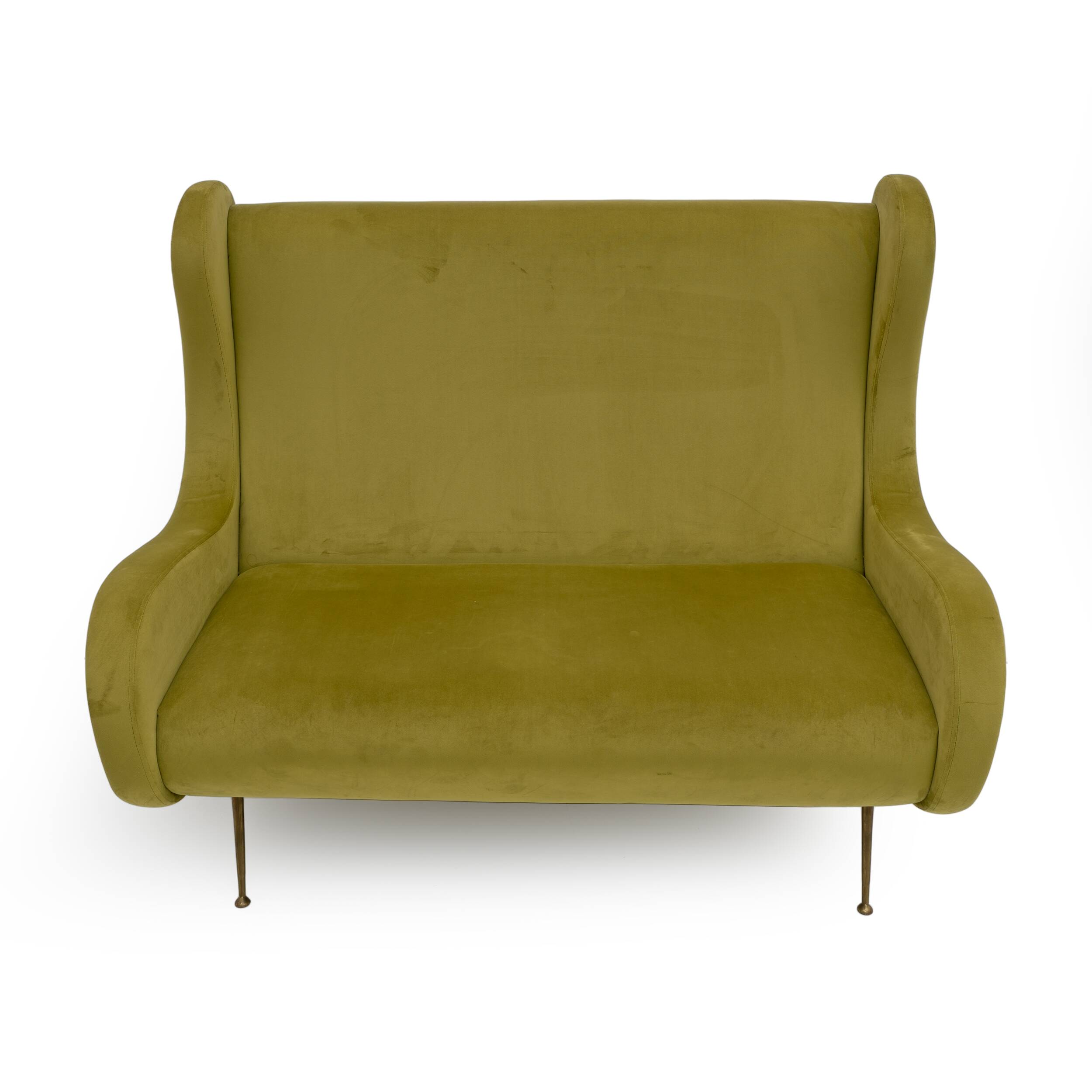Marco Zanuso Attributed Mid-Century Modern Velvet Sofa Senior, Italy, 1950s