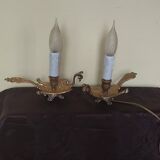 Pair of bedside lamps in chiselled bronze - bird shape -