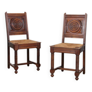 Paire de chaises paillées