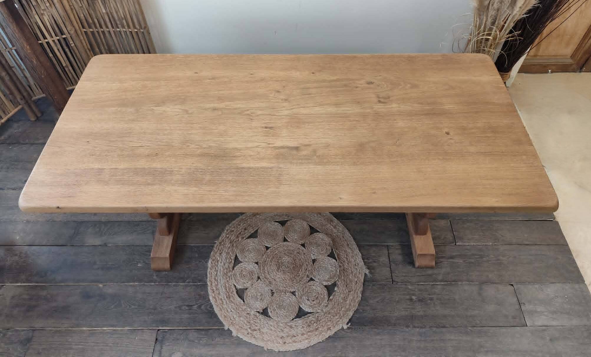 Monastery table with extension solid oak wood