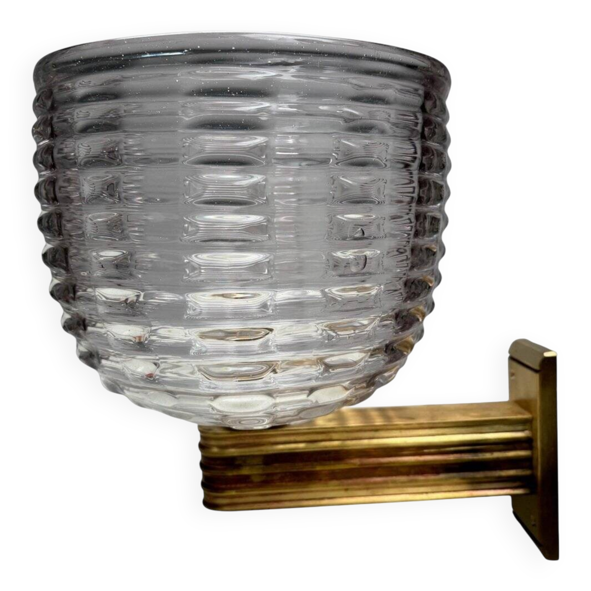 Wall Light in Blown Murano Glass and Brass attributed to Ercole Barovier, Italy, 1940s