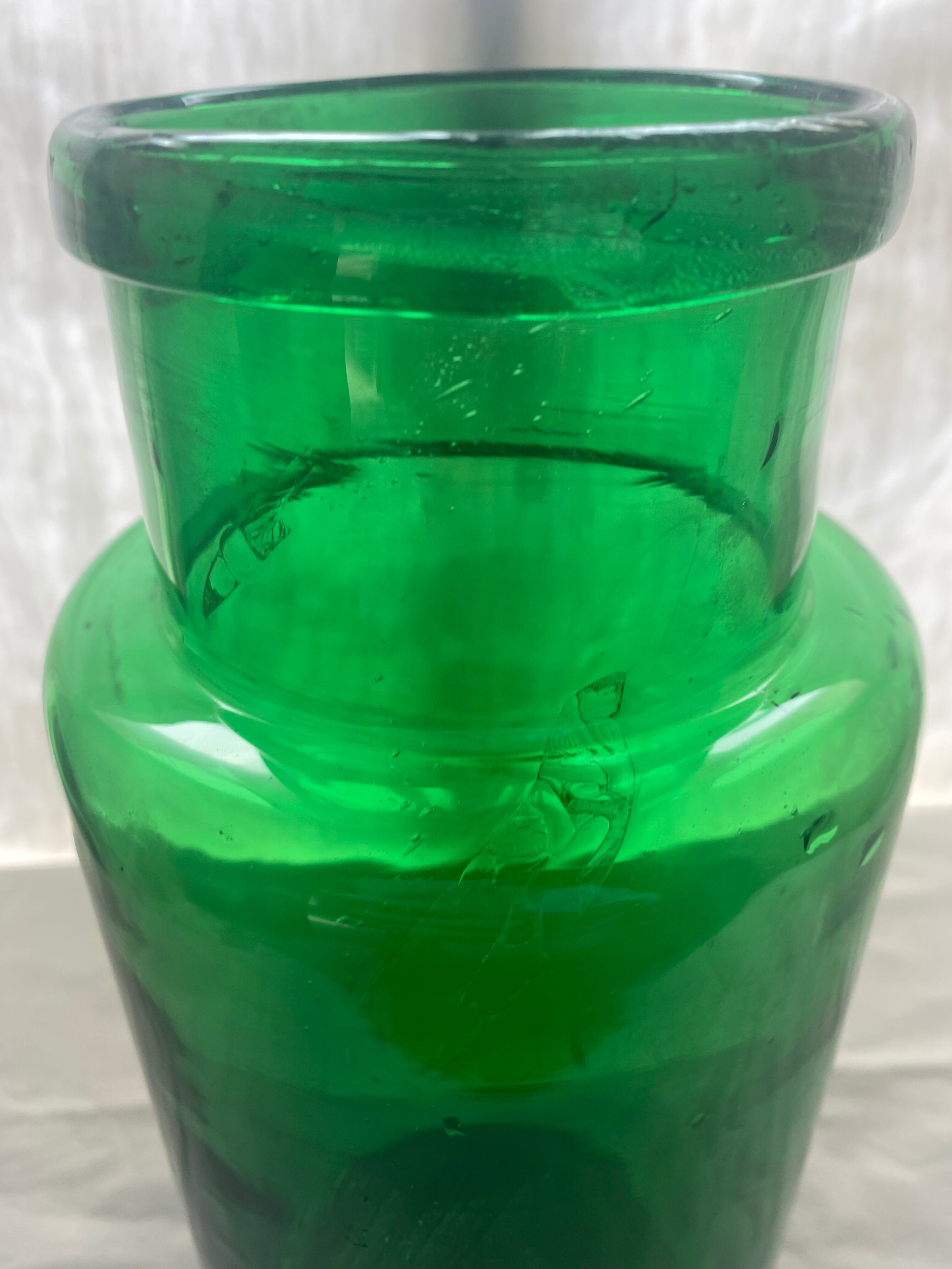 Vase - apothecary bottle in green glass