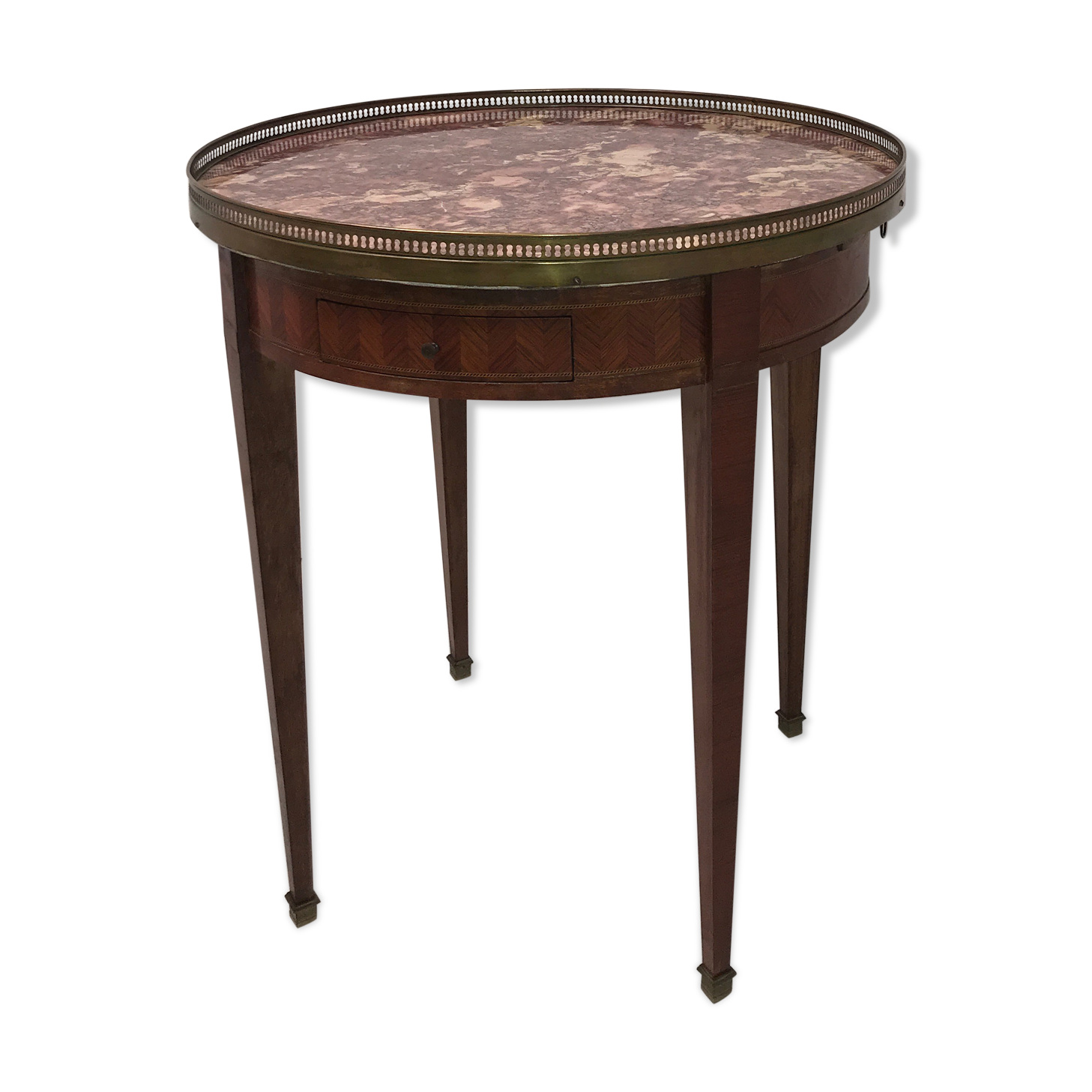 Table in wood, pink breo marble Louis XVI style