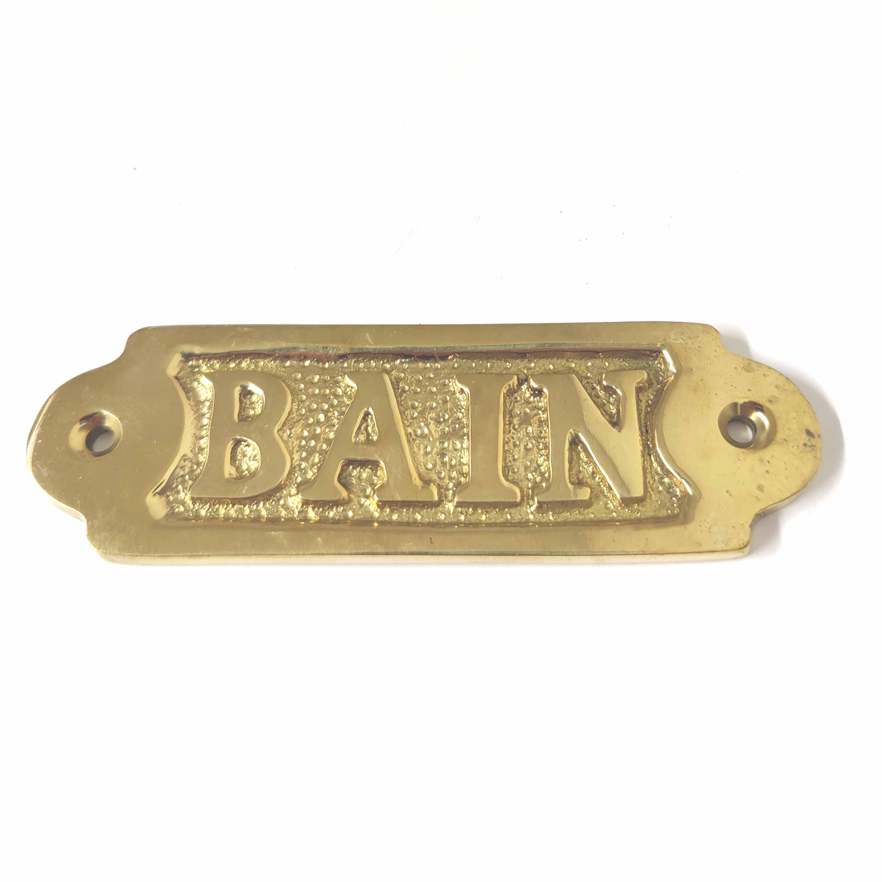 Brass bathroom door plate
