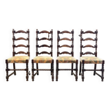 Suite de 4 chaises et 2 fauteuils anglais XIXème en chêne