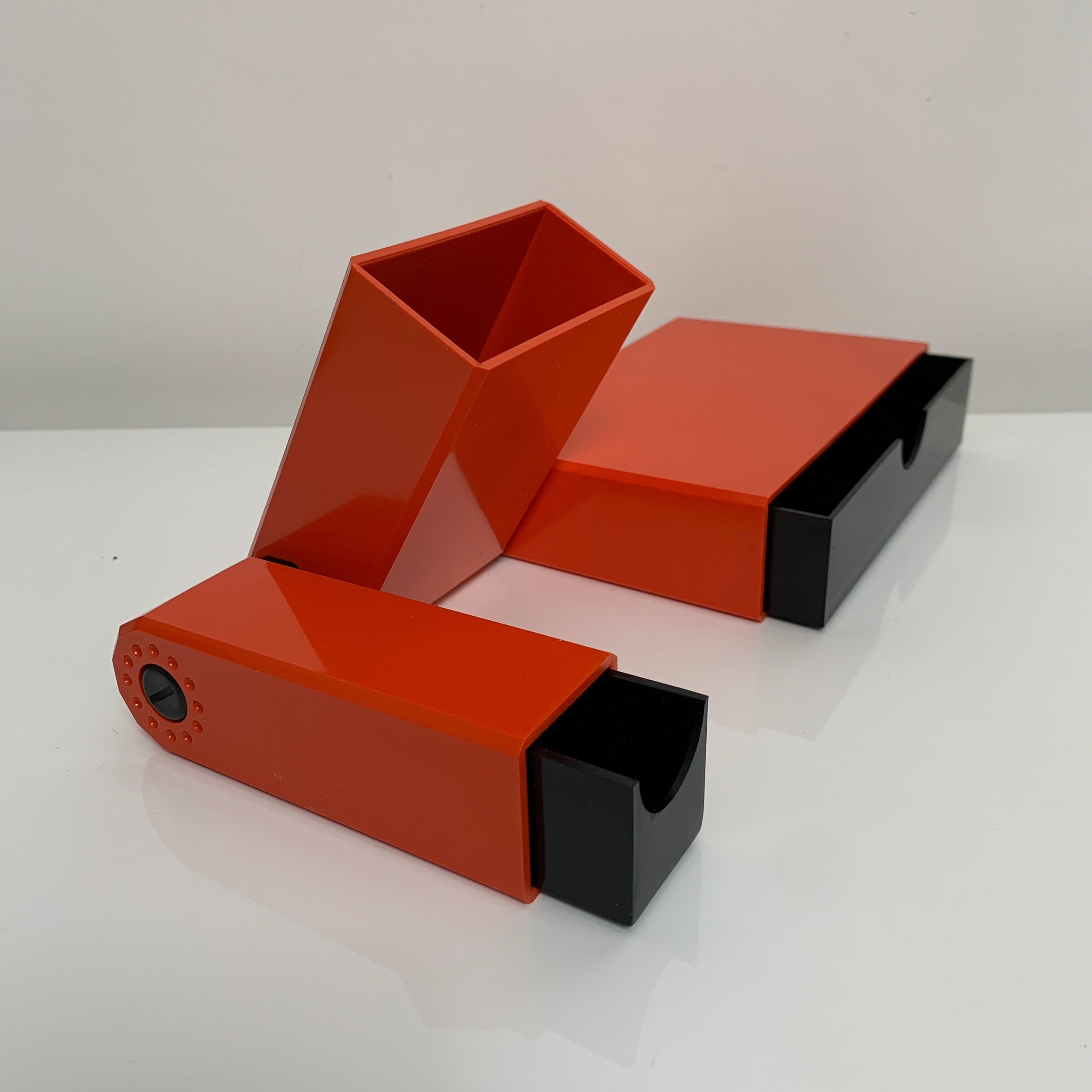 Office organizer pencil pot Facetta vintage plastic orange design