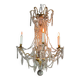 Bronze chandelier with cut crystal pendants, circa 1800.
