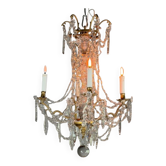 Bronze chandelier with cut crystal pendants, circa 1800.