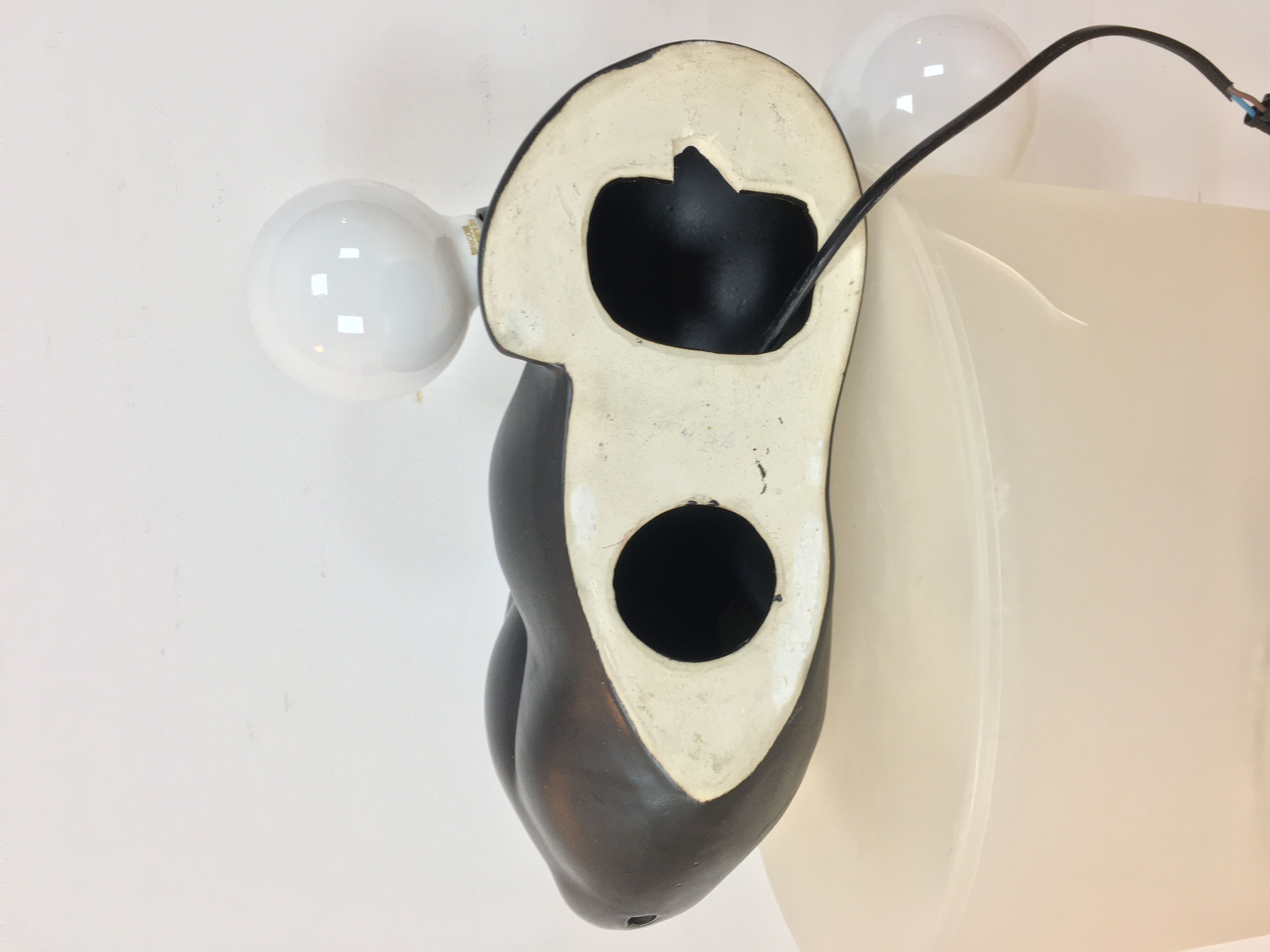"Haltère" sconce by J.C. Peiré 1980, black ceramic