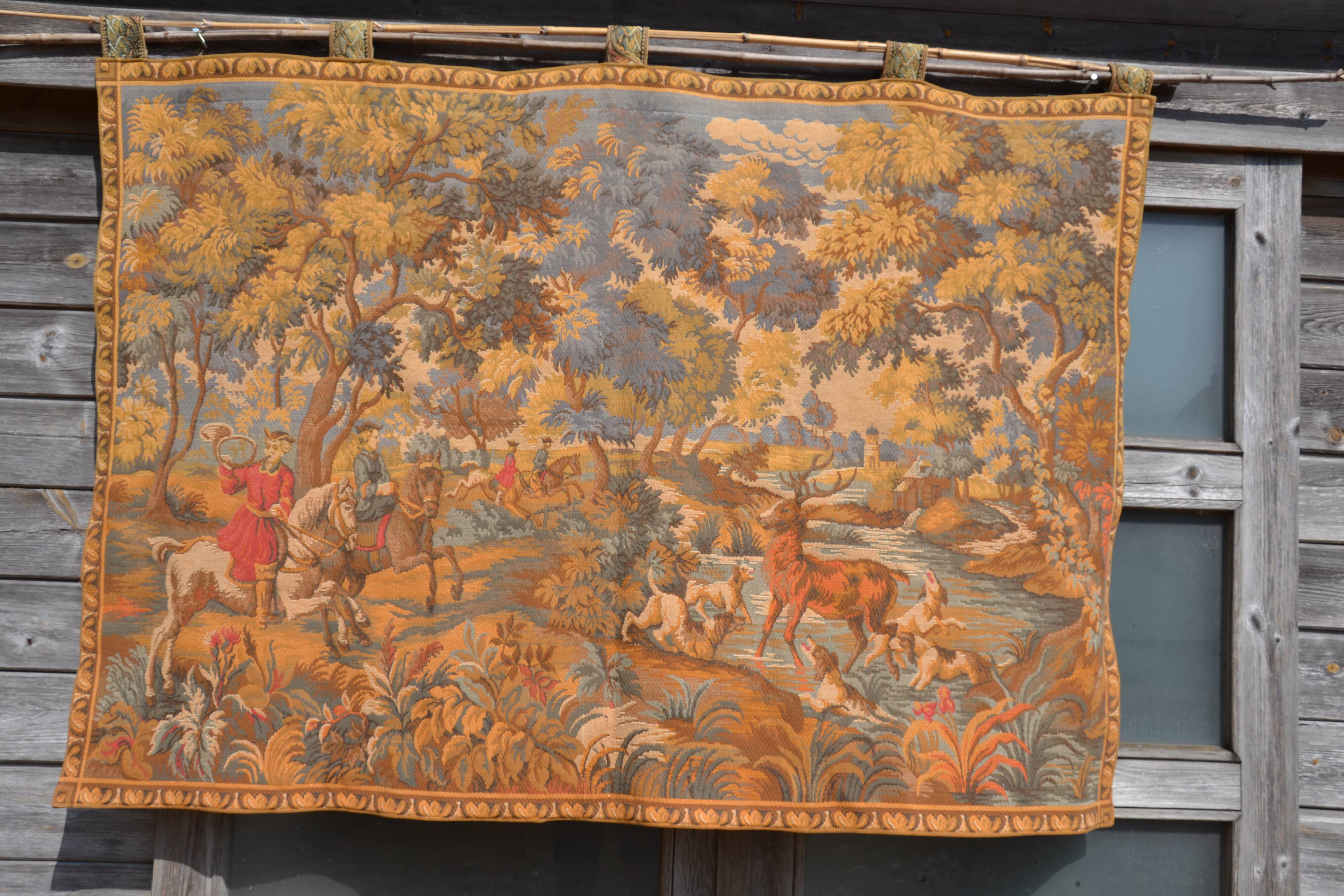 Tapisserie murale scène de chasse à courre