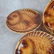 Set of 6 large fish plates Sarreguemines vintage