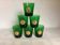 Six asymmetrical vintage green glass glasses