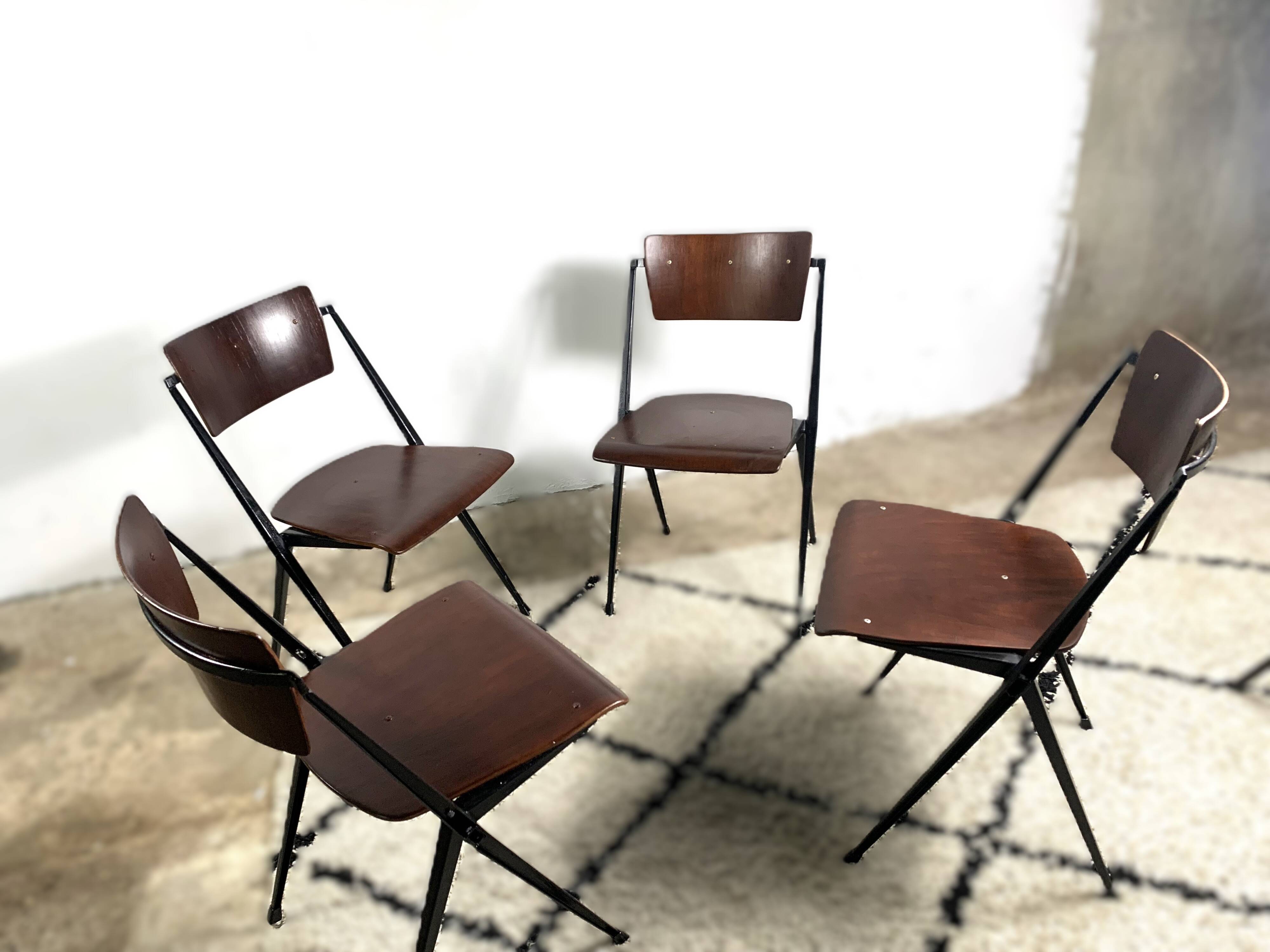 Pyramid Chairs By Wim Rietveld, Set Of 4