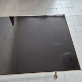 Vintage 1970 coffee table in bronze & glass with goat's foot legs 70s chic