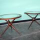 Set de Tables Basses Rondes Sputnik en Bois et Verre, Set de 2