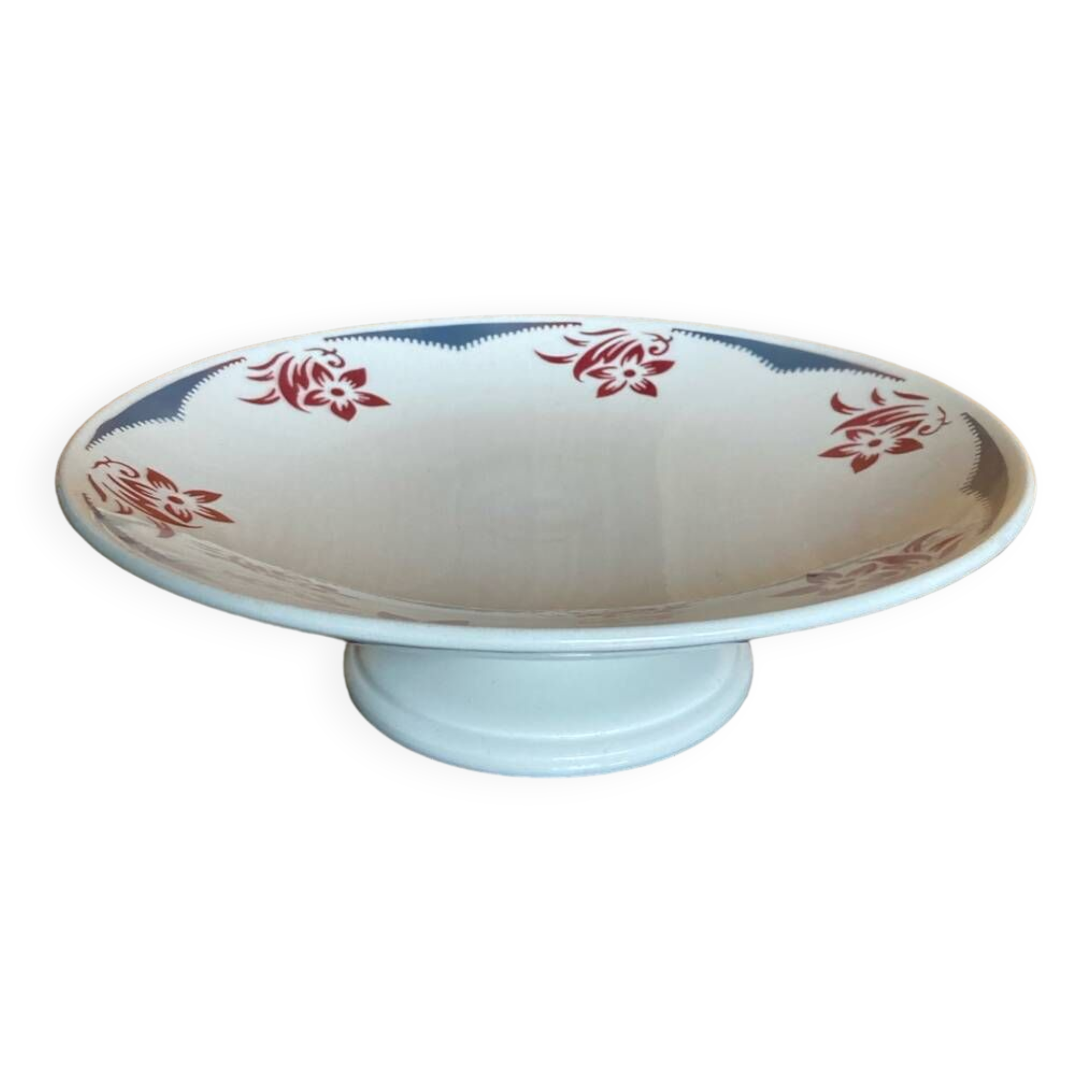 Plate mounted on pedestal Salins France Rouge E. Charbonnier