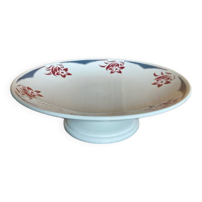 Assiette montée sur piédouche Salins France Rouge E. Charbonnier