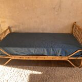 Lit bambou et rotin une place 1950