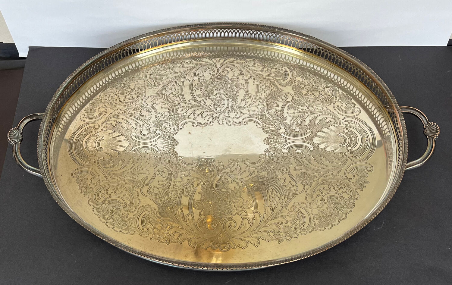 Silver metal serving tray