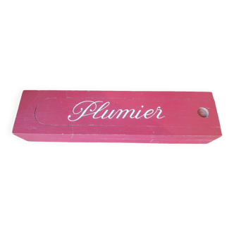 Plumier vintage en bois rouge