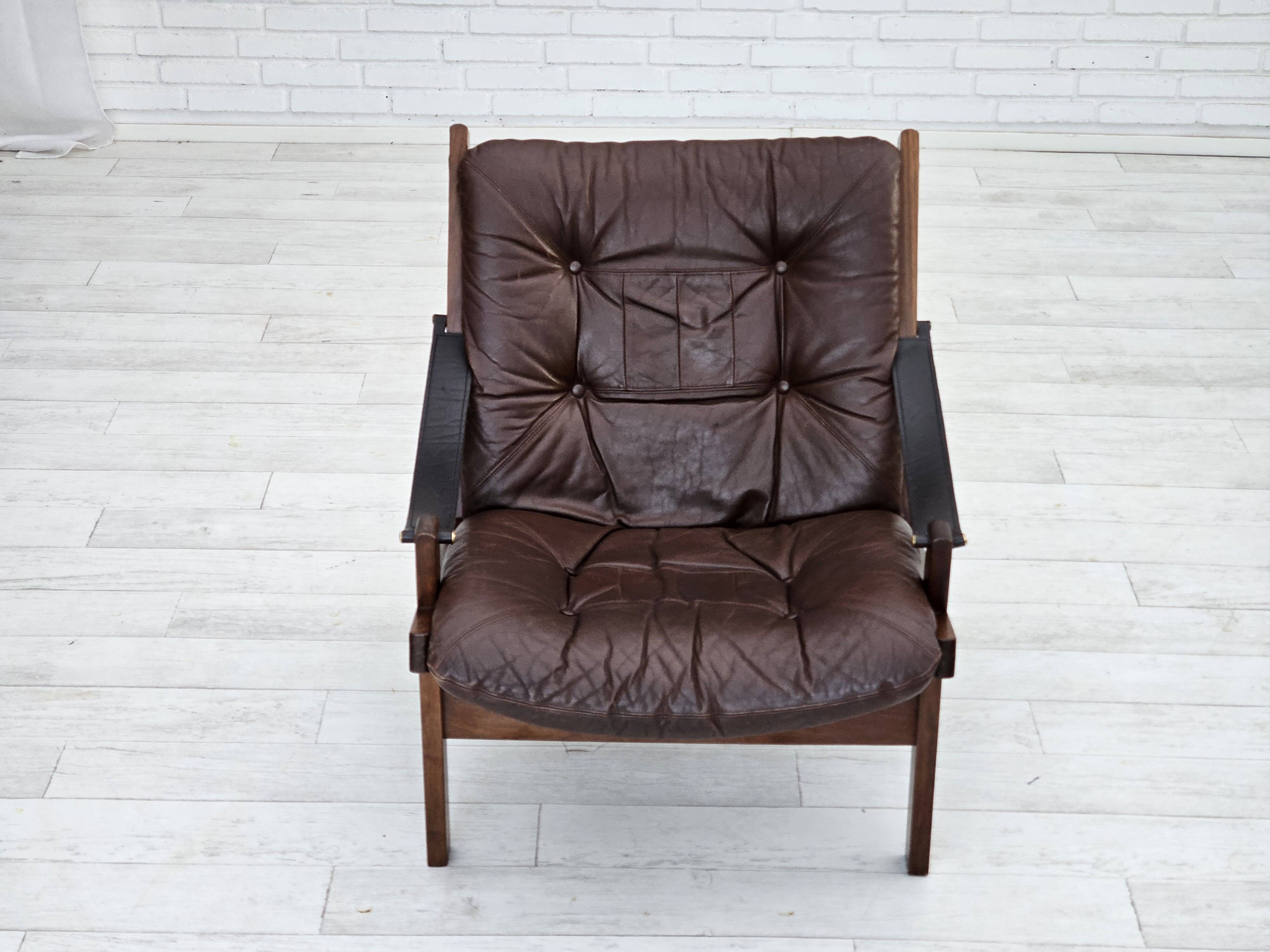 1970s, Norwegian design by Torbjørn Afdal, "Hunter" chair, leather.