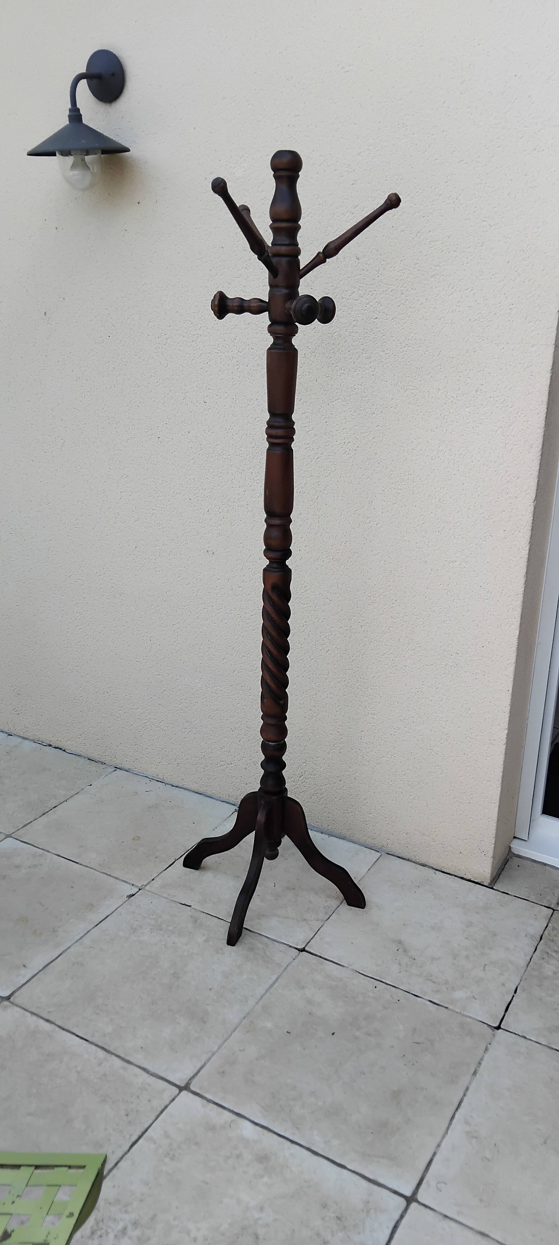 Vintage wooden coat rack parrot antique