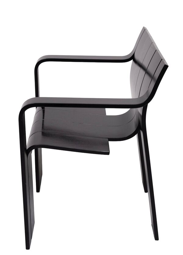 Chaises Black Strip de Gijs Bakker avec accoudoirs des années 1970, Hollande