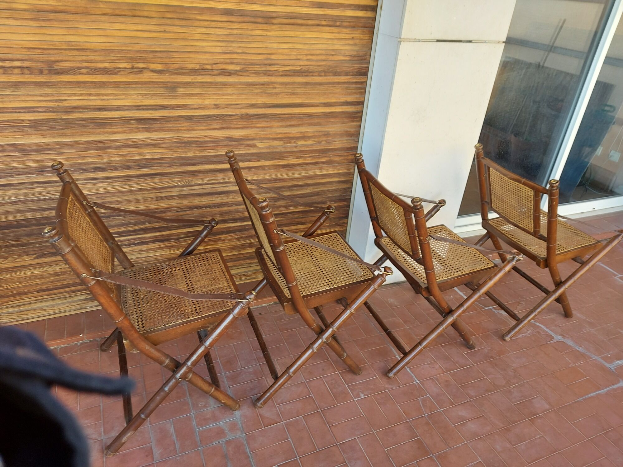 Set of 4 folding chairs old colonial style