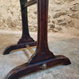 Table d'appoint ancienne française en noyer / Petite table d'écriture – Noyer teinté noir avec des nuances rougeâtres – Fin XIXe / début XXe siècle