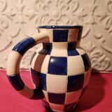 Ceramic jug with blue and white checkered pattern "Lustucru"