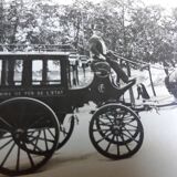 Old photograph 1900 stagecoach, horses and coachman State Railways