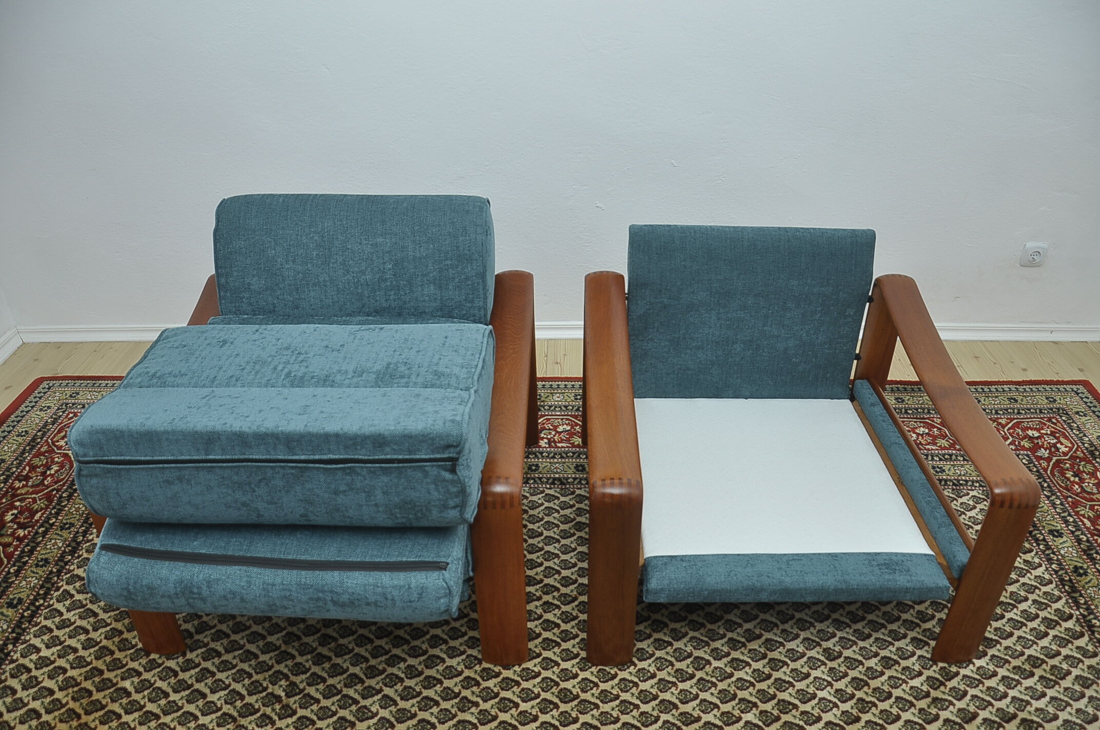 Scandinavian Teak Living Room Set, 1970s, Set of 3