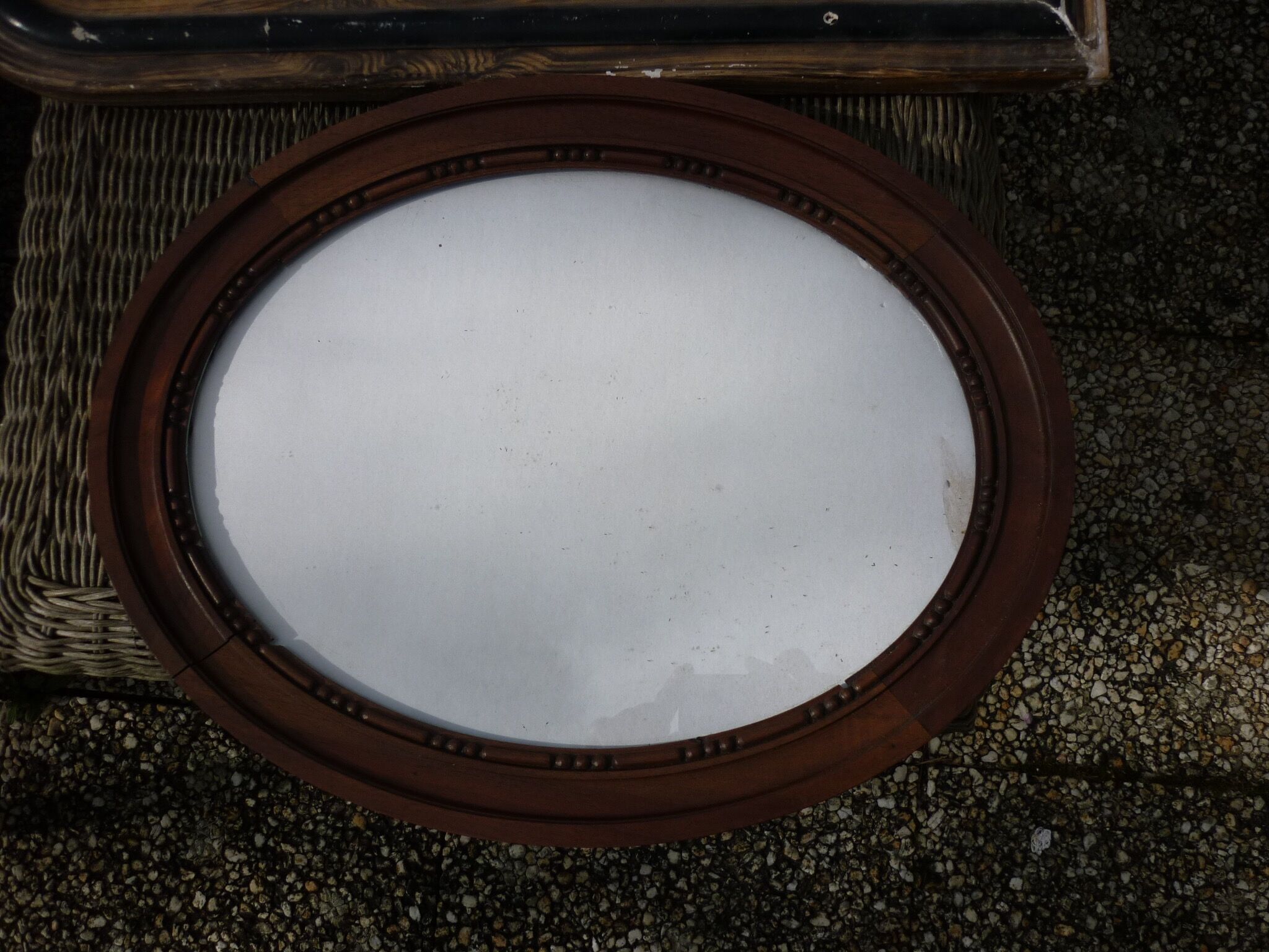 Oval wooden frame and 47.5 cm window