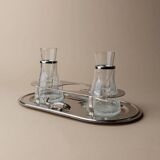 Argent Silverplated Metal Vintage Serving Set for Shots or Caviar-Tray, Ice Holders, Glasses, Italian 1970s Mid-Century Elegant