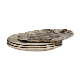Set de 4 assiettes à dejeuner en céramique émaillée